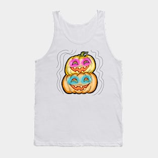 Scary Halloween pumpkin monster face head. Tank Top